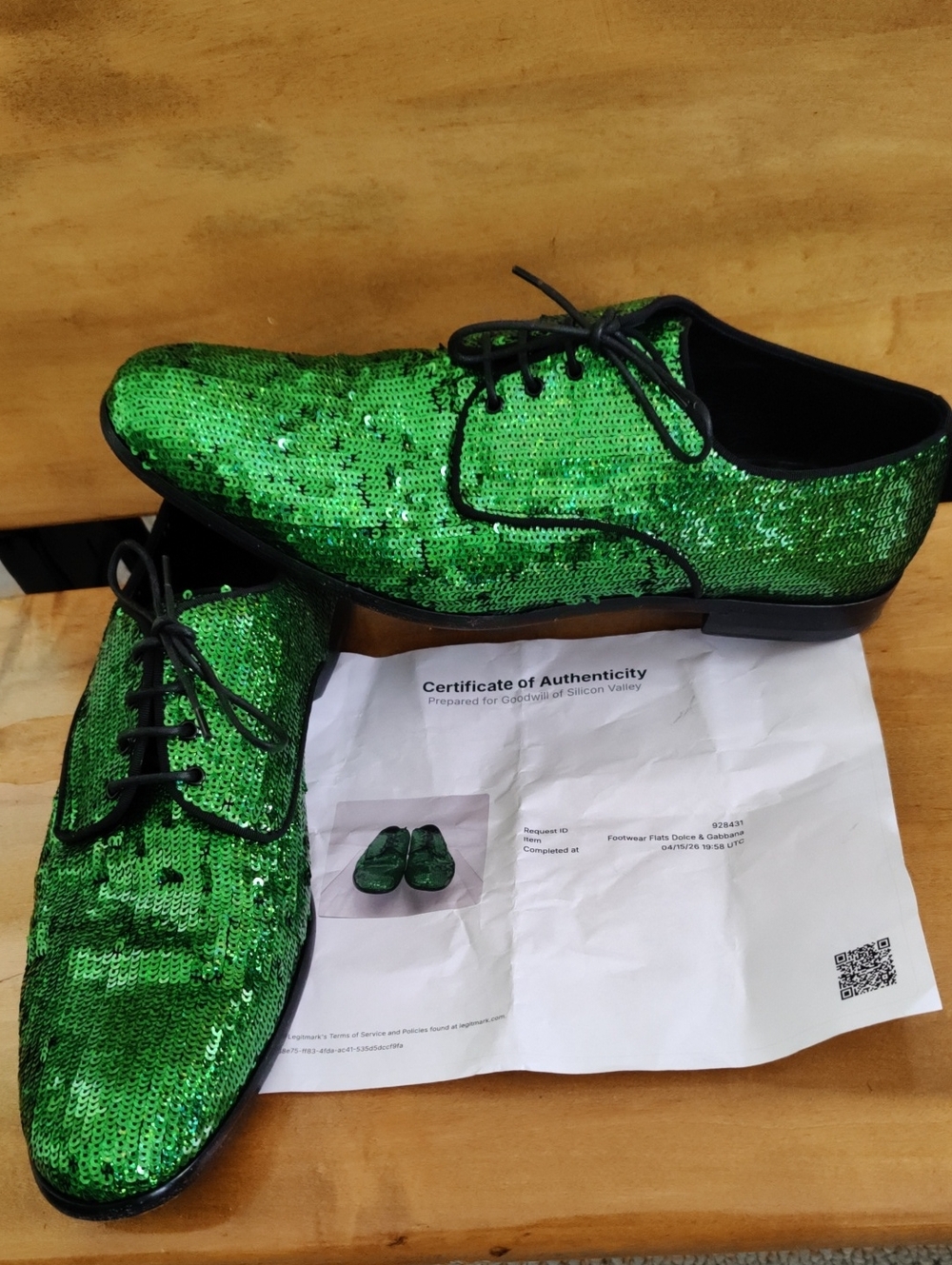 Dolce & Gabbana Green Sequin Raffaello Derby Shoes Size 11 Made In Italy